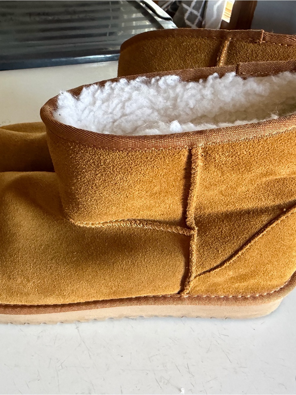UGG Men Chestnut Suede Shearling-Lined Slip-On Boots